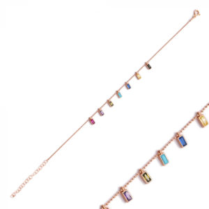 Baguette Rainbow Drop Bracelet in Silver