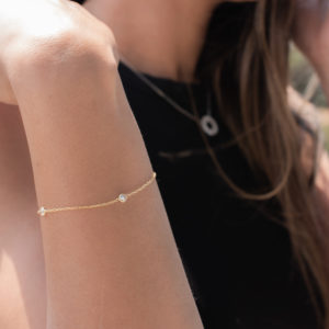 3 Stone Satellite  Bracelet Gold