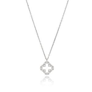 Sparkling Clover Necklace Silver