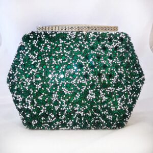 Seis Green Silver Clutch Bag