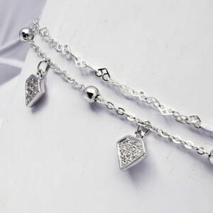 Double Layer Diamond Charm Bracelet