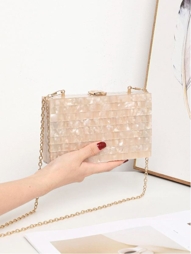 Champagne Gold Acrylic Stripe Bag - Image 3