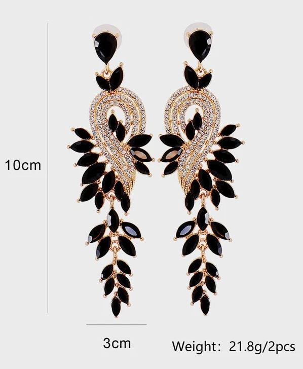 Gold Vine Rhinestone Earring - Image 4