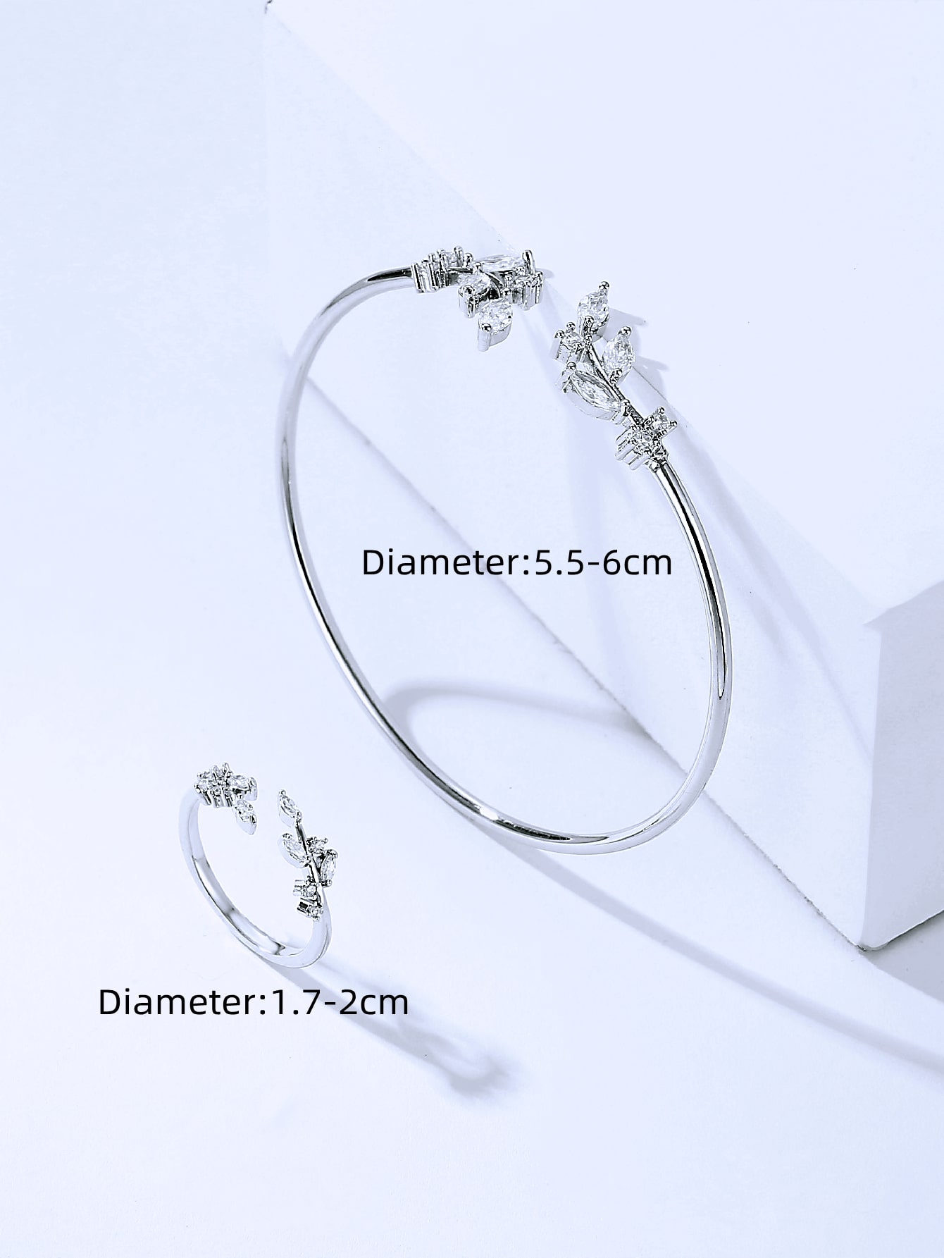 Leaf Bracelet Ring Set Clear - Image 2