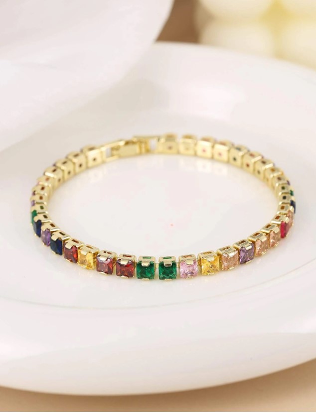 Tennis Colour Bracelet Gold Sarah