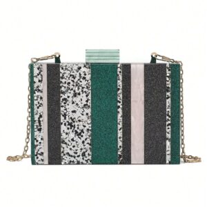 Green Stripe  Acrylic Clutch Bag