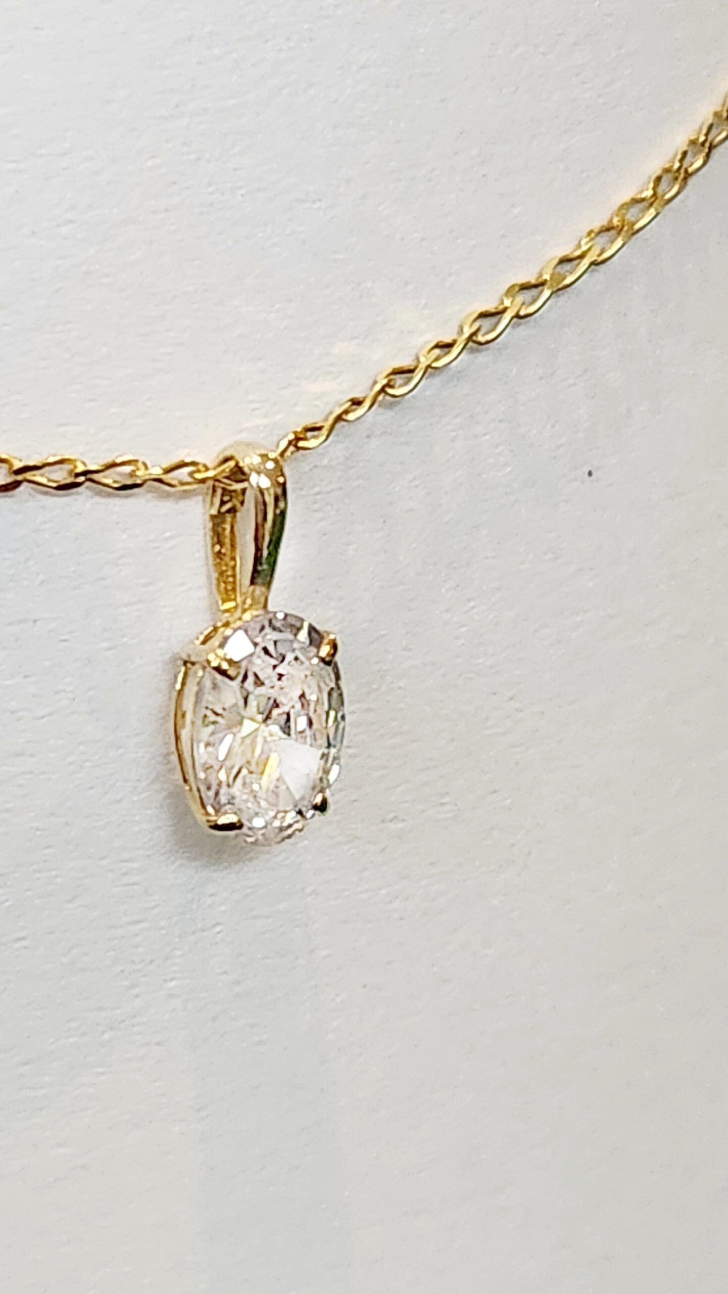 9ct Yellow Gold Cubic Zirconia Oval Pendant