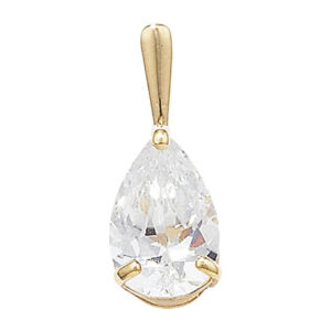 9ct Yellow Gold Cubic Zirconia Pear Pendant