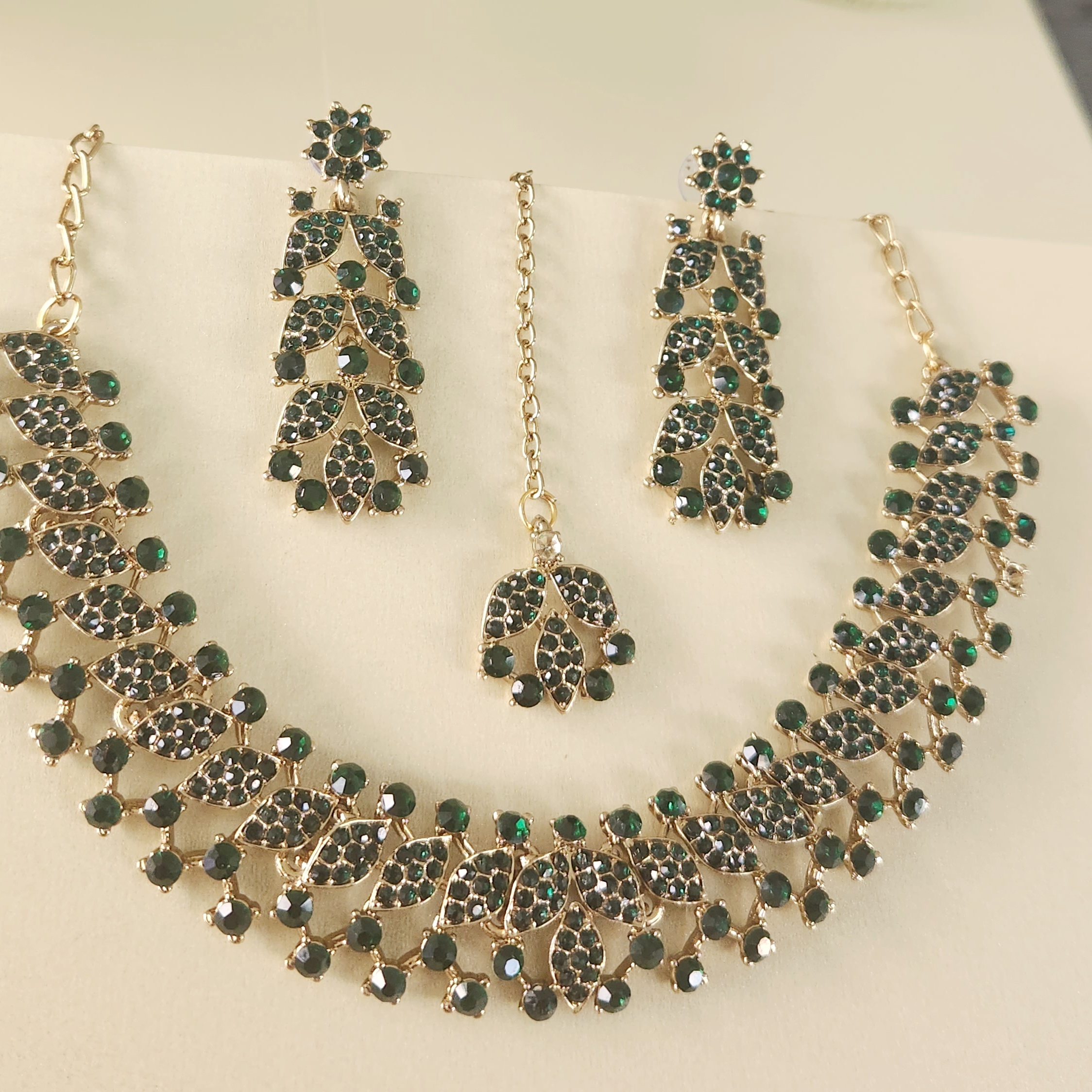 Hema Green Crystal Desi Set