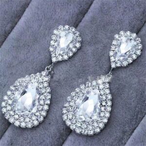 Crystal Clear Pear Rhinestone Earrings