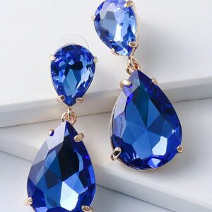 Blue Pear Rhinestone Earrings