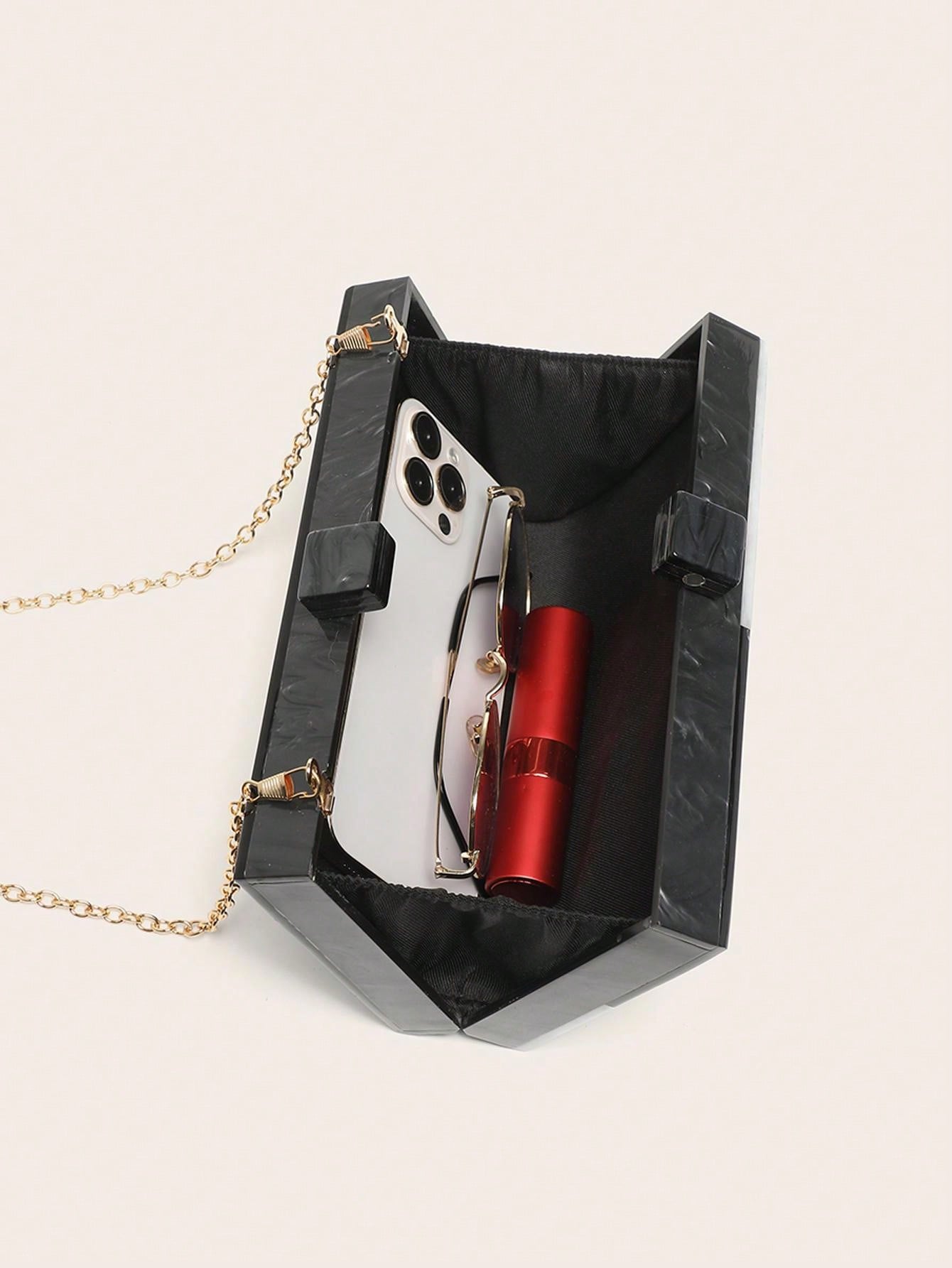 Check Acrylic Clutch Bag - Image 7