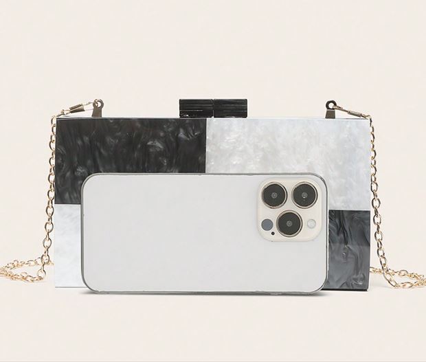 Check Acrylic Clutch Bag - Image 6