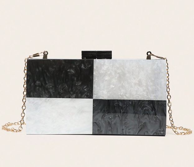 Check Acrylic Clutch Bag - Image 5
