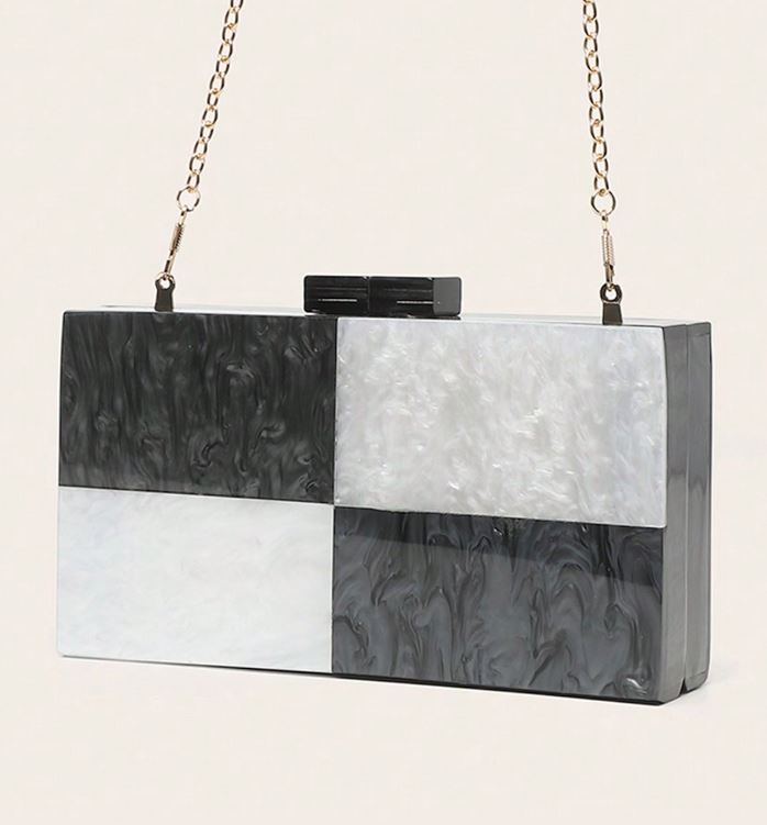 Check Acrylic Clutch Bag