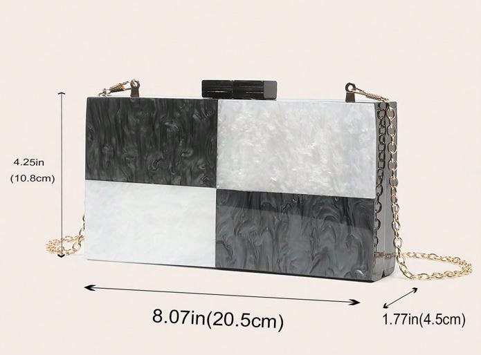 Check Acrylic Clutch Bag - Image 2