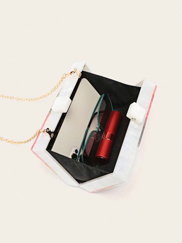 Check Acrylic Clutch Bag - Image 8