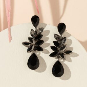 Black Pear Drop Leaf Earring