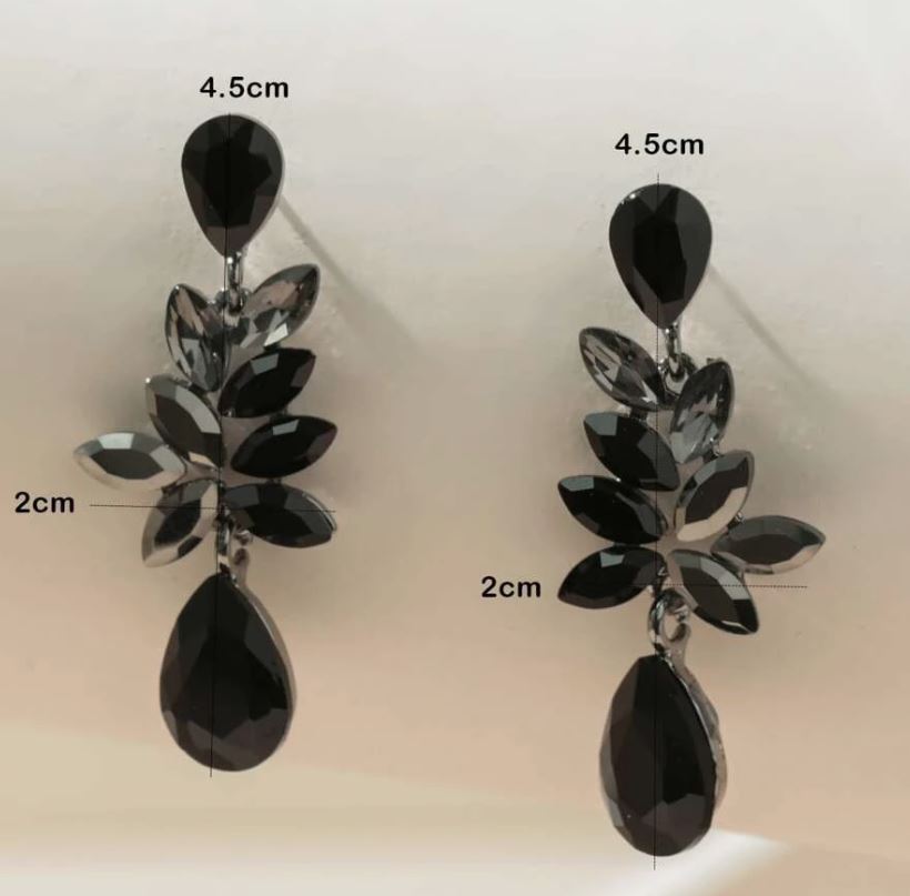 Black Pear Drop Leaf Earring - Image 4
