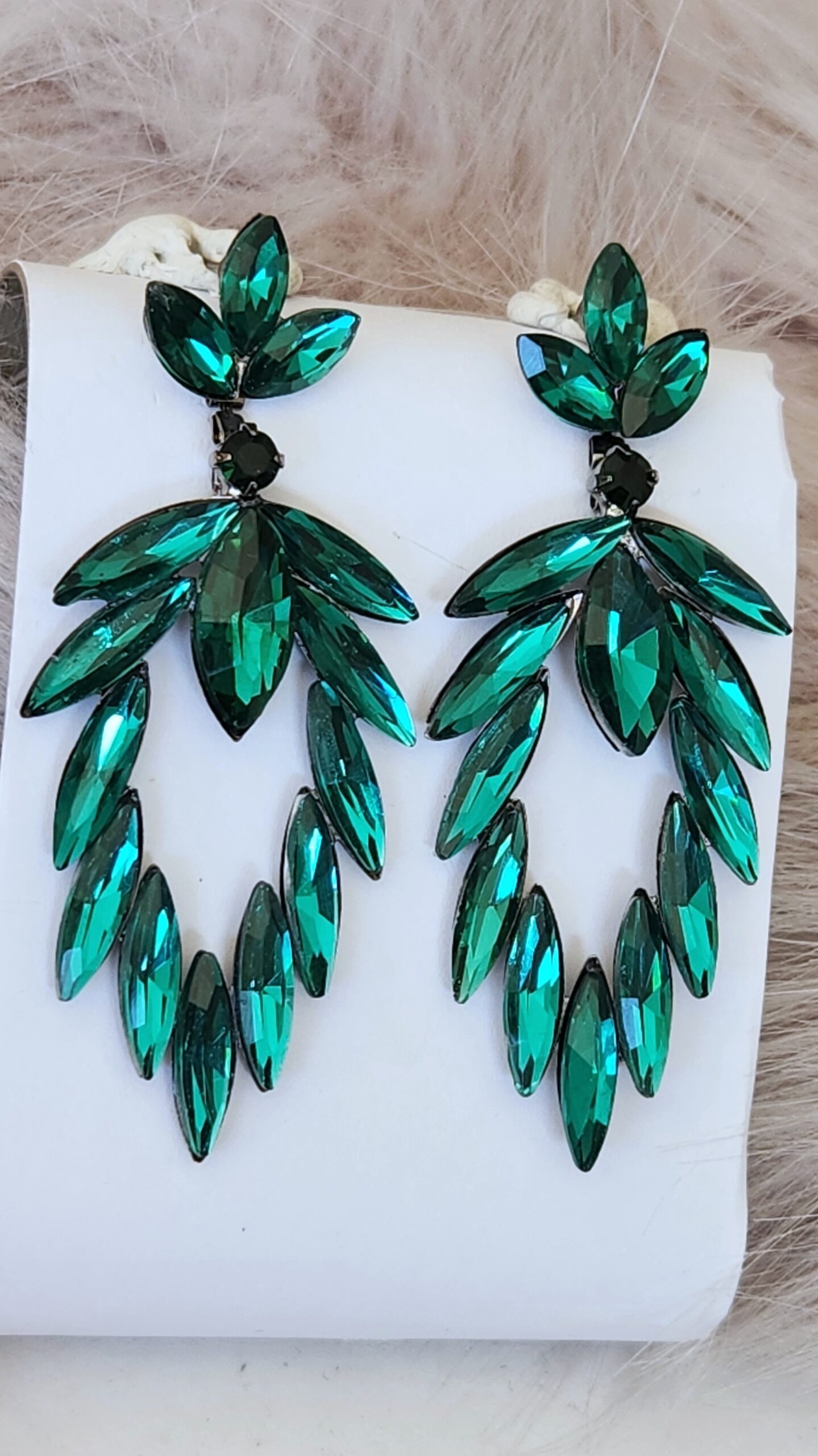 Green Crystal Earrings V1 - Image 3