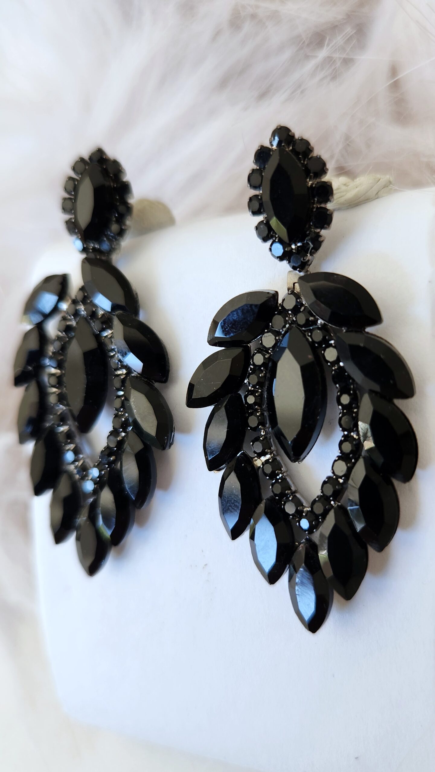 Black Crystal Earrings V1 - Image 2