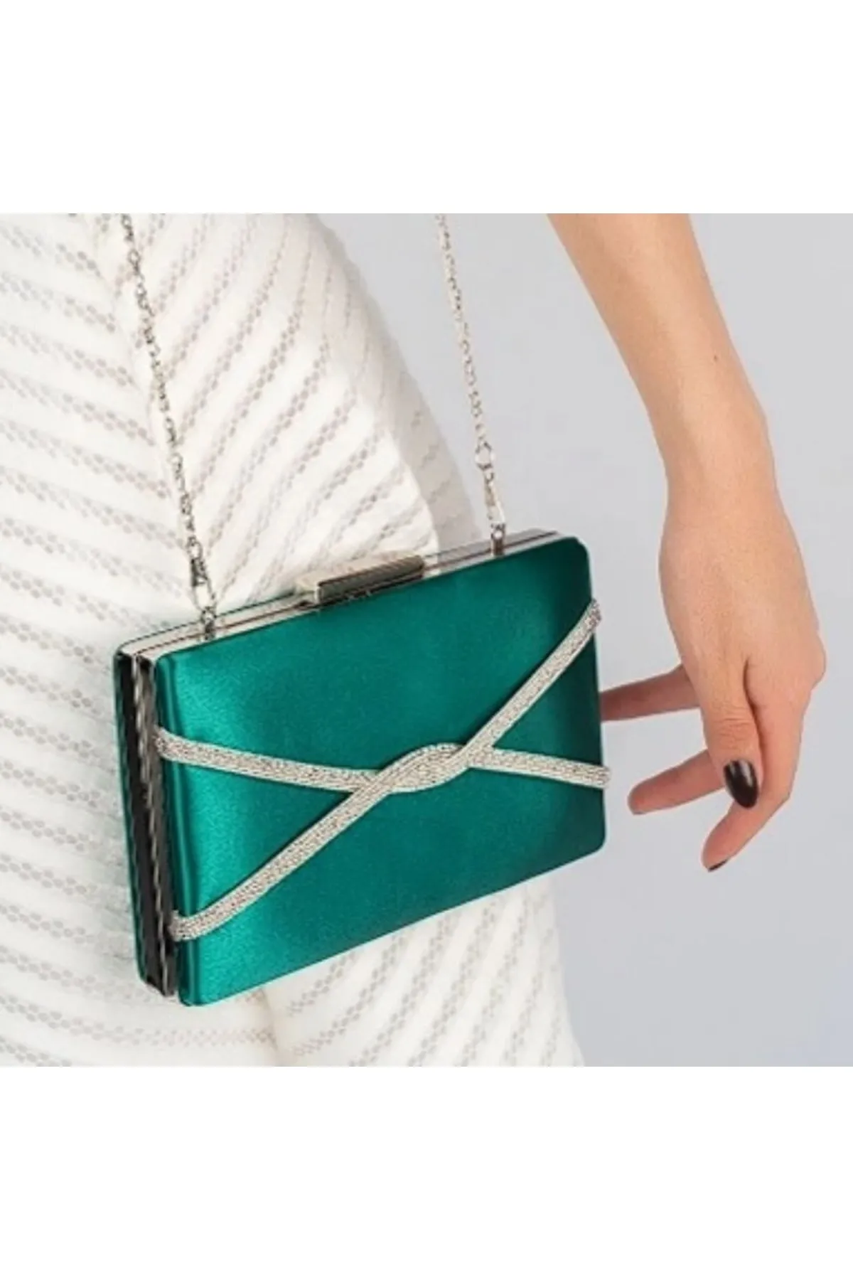 Dilara Teal X Clutch Bag - Image 3