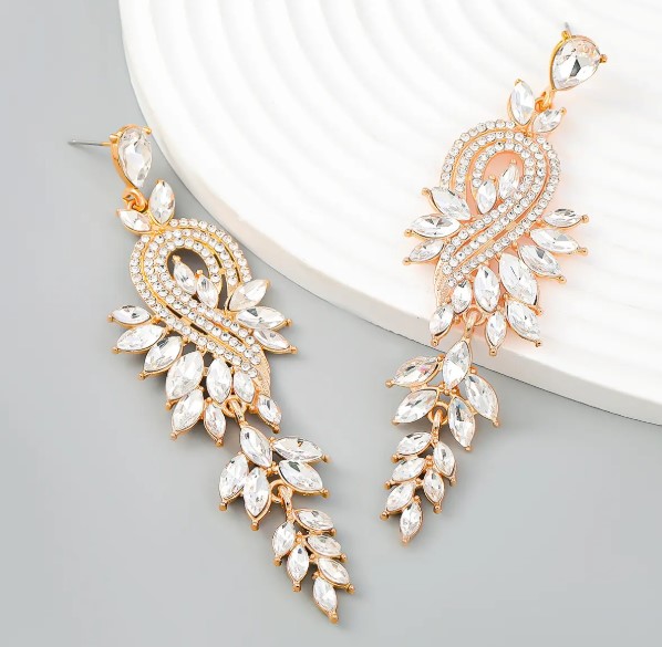 Gold Vine Rhinestone Earring
