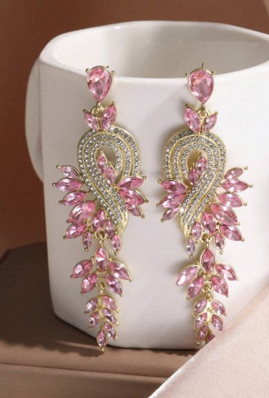 Gold Vine Rhinestone Earring - Image 2