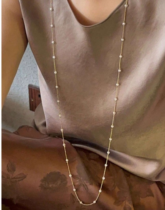 18k Gold-Dipped Long Pearl Necklace - Image 2