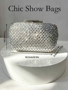 Wendy Petite Silver Rhinestone Clutch Bag - Image 5