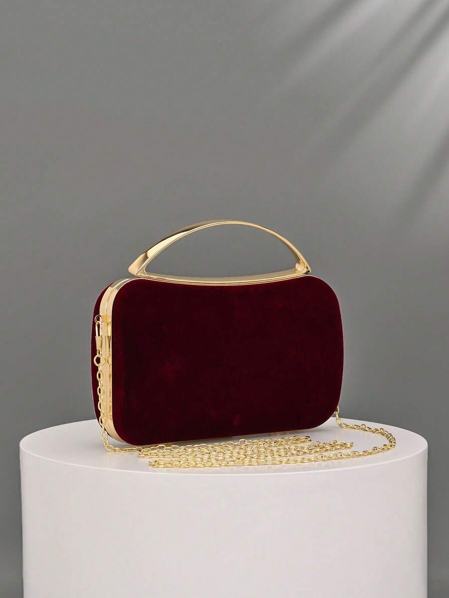 Cameron Wine Red Velvet Bag - Image 2