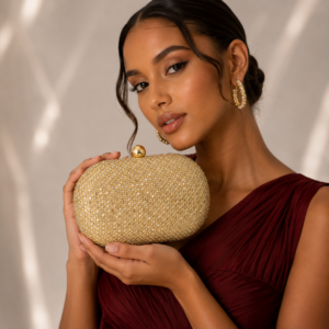 Leora Gold Rhinestone Clutch Bag