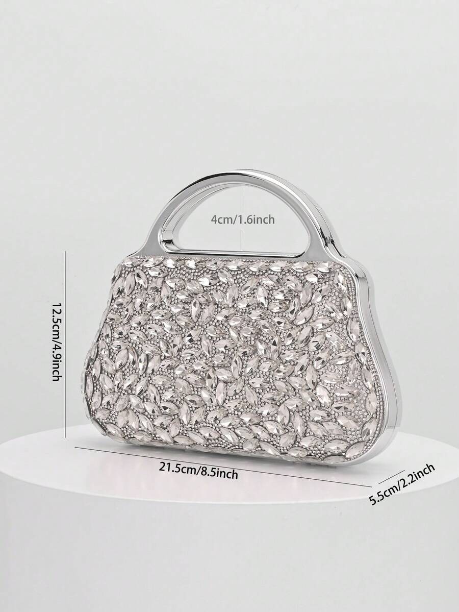 Stella Rhinestone Silver Clutch - Image 6