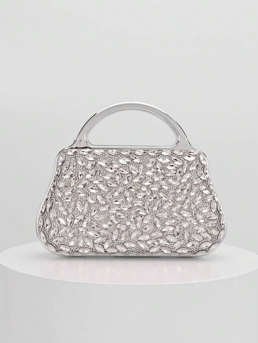 Stella Rhinestone Silver Clutch - Image 5