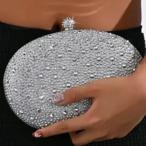 Mila Silver Rhinestone Clutch Bag